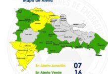 COE aumenta a siete las provincias en alerta amarilla por vaguada; 17 están en verde